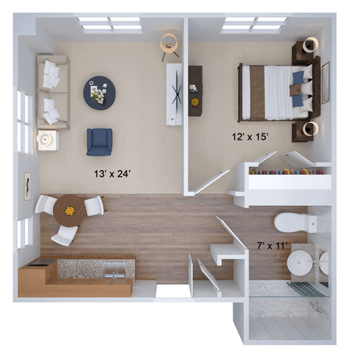 Westborough One Bedroom Floor Plan