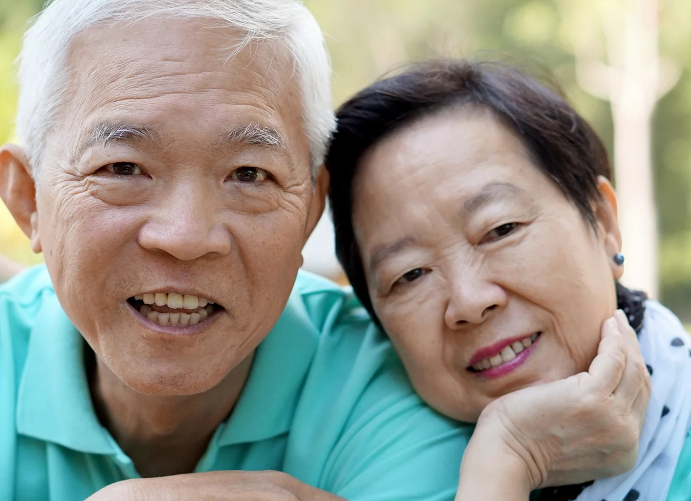 Senior couple posing at SALMON Health and Retirement
