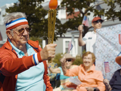 Man with Olympic torch
