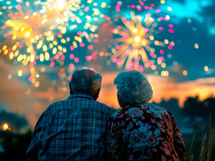 couple watching fireworks