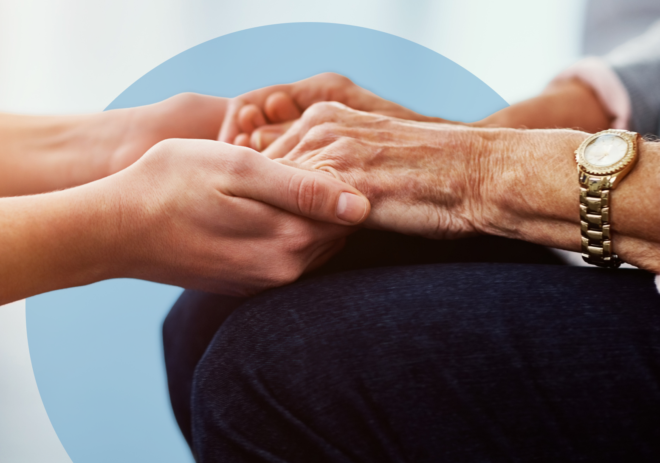 nurse senior patient holding hands