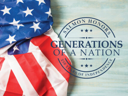 Generations of a Nation logo overlayed on top of American Flag