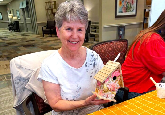 Medway The Willows Resident Decorating Birdhouse