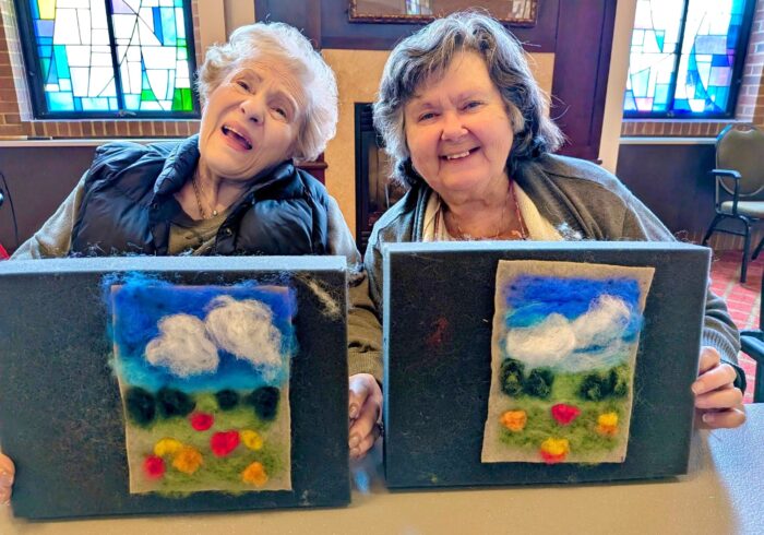 Worcester The Willows Residents Displaying Their Felt Artwork