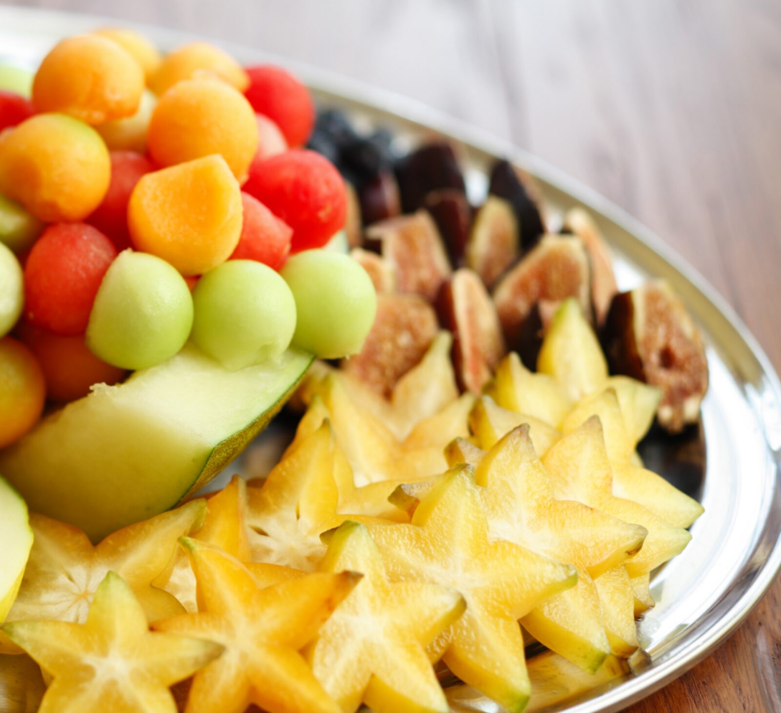 Pineapple, cantaloupe and fruit plate for breakfast