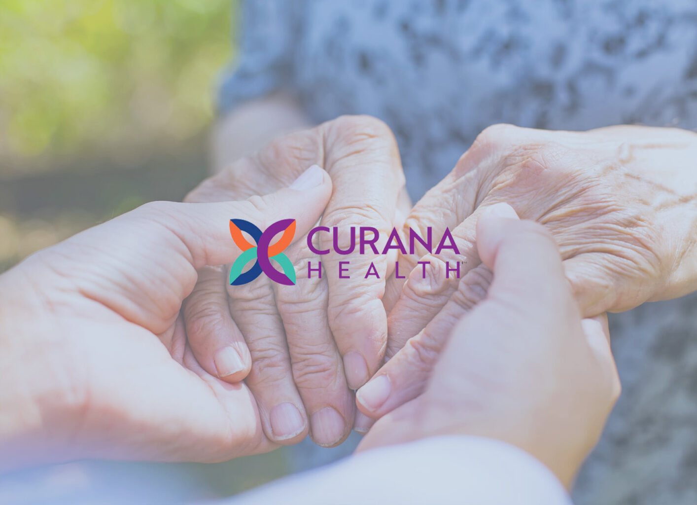 Curana Health logo and holding hands
