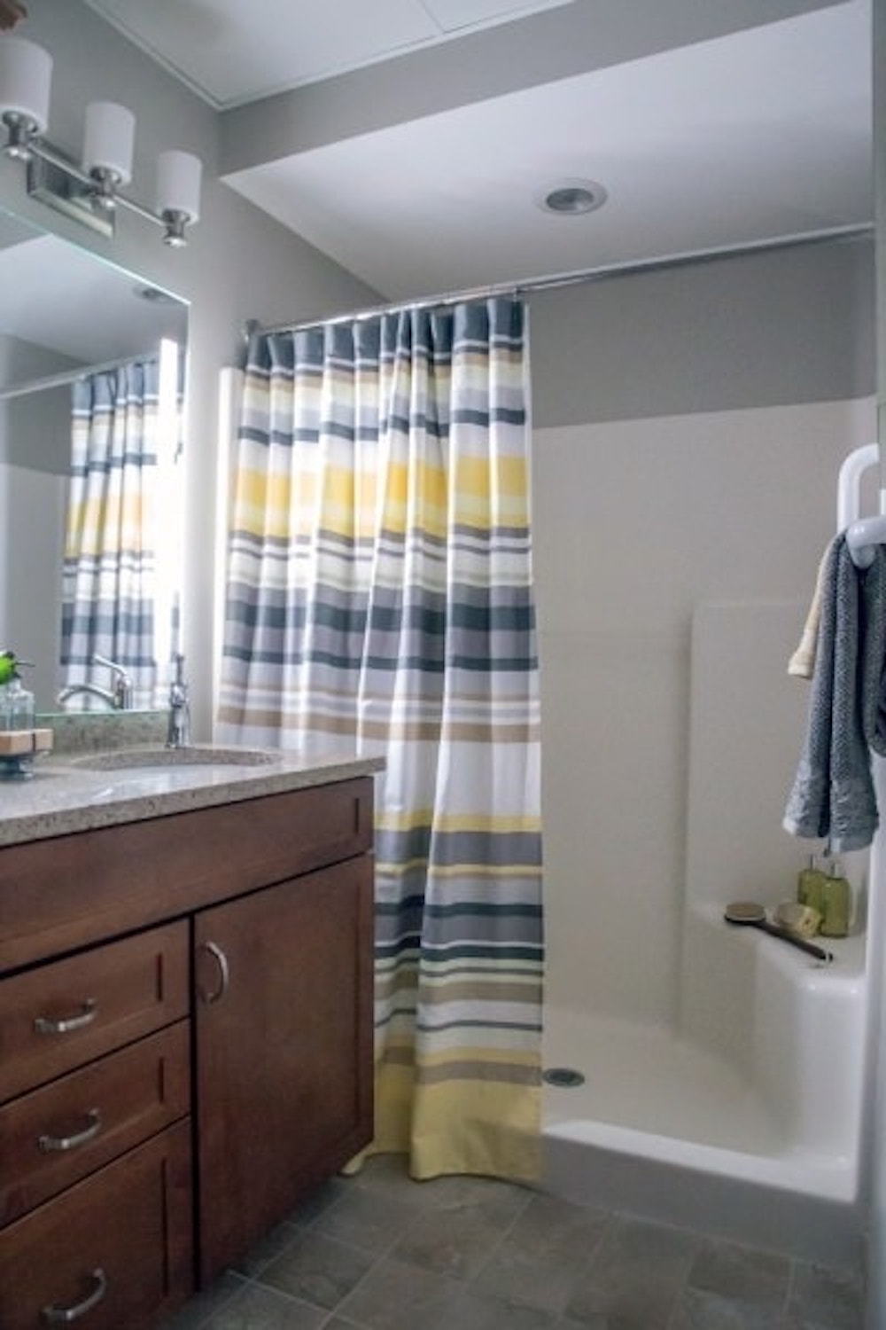 SALMON Health and Retirement resident bathroom with an easy to access walk-in shower