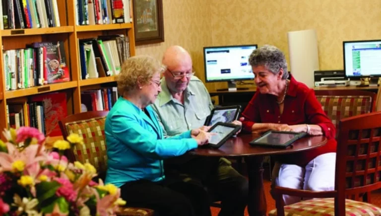 SALMON at Westborough The Willows residents having fun while on their iPads