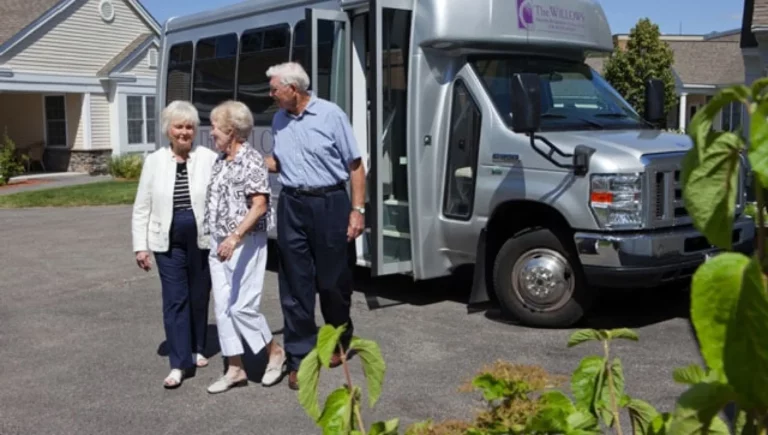 SALMON at Worcester The Willows residents exiting the on-site bus