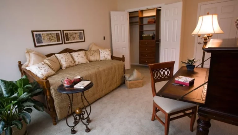 SALMON at Worcester The Willows resident's office with a love seat